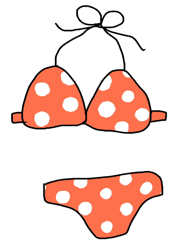 ドット柄ビキニのイラスト素材｜夏の定番・女性用水着