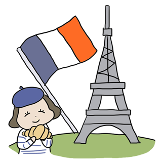 フランス旅行のイラスト素材｜エッフェル塔・フランス国旗・パン少女などパリ風モチーフ満載