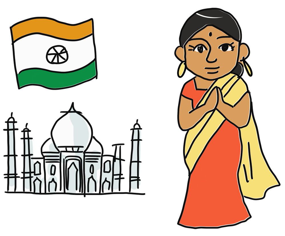 インド旅行のイラスト素材｜タージマハル・インド女性・国旗など定番モチーフまとめ