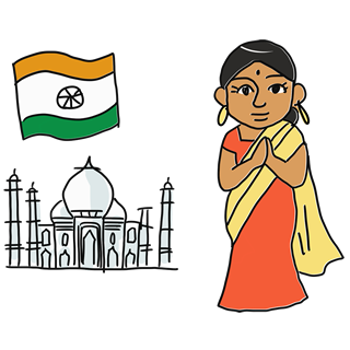 インド旅行のイラスト素材｜タージマハル・インド女性・国旗など定番モチーフまとめ