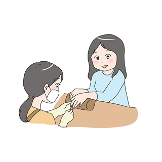 ネイルケアを受ける女性の人物素材｜サロンで施術を受けるシーンのイラスト