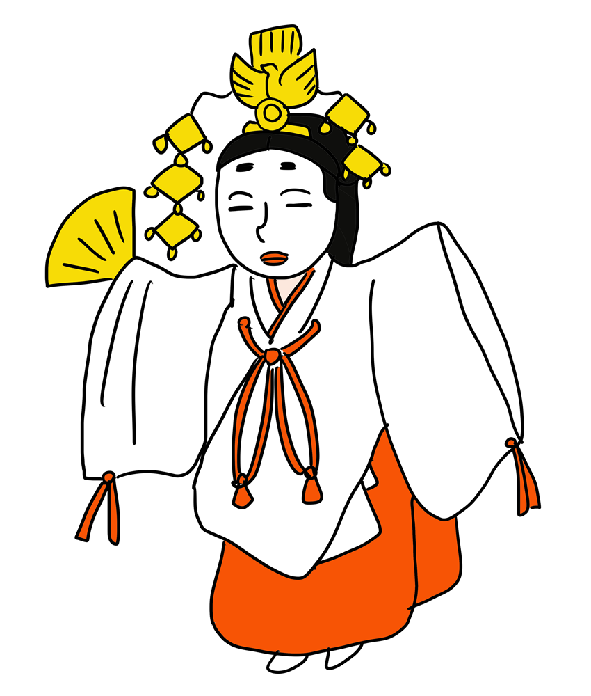 能を演じる人物素材｜日本の伝統芸能“能楽”の舞台イラスト