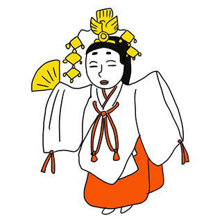 能を演じる人物素材｜日本の伝統芸能“能楽”の舞台イラスト