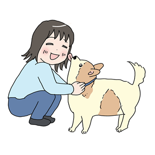ドッグランを楽しむ女性の人物素材｜愛犬と遊ぶ癒しのイラスト