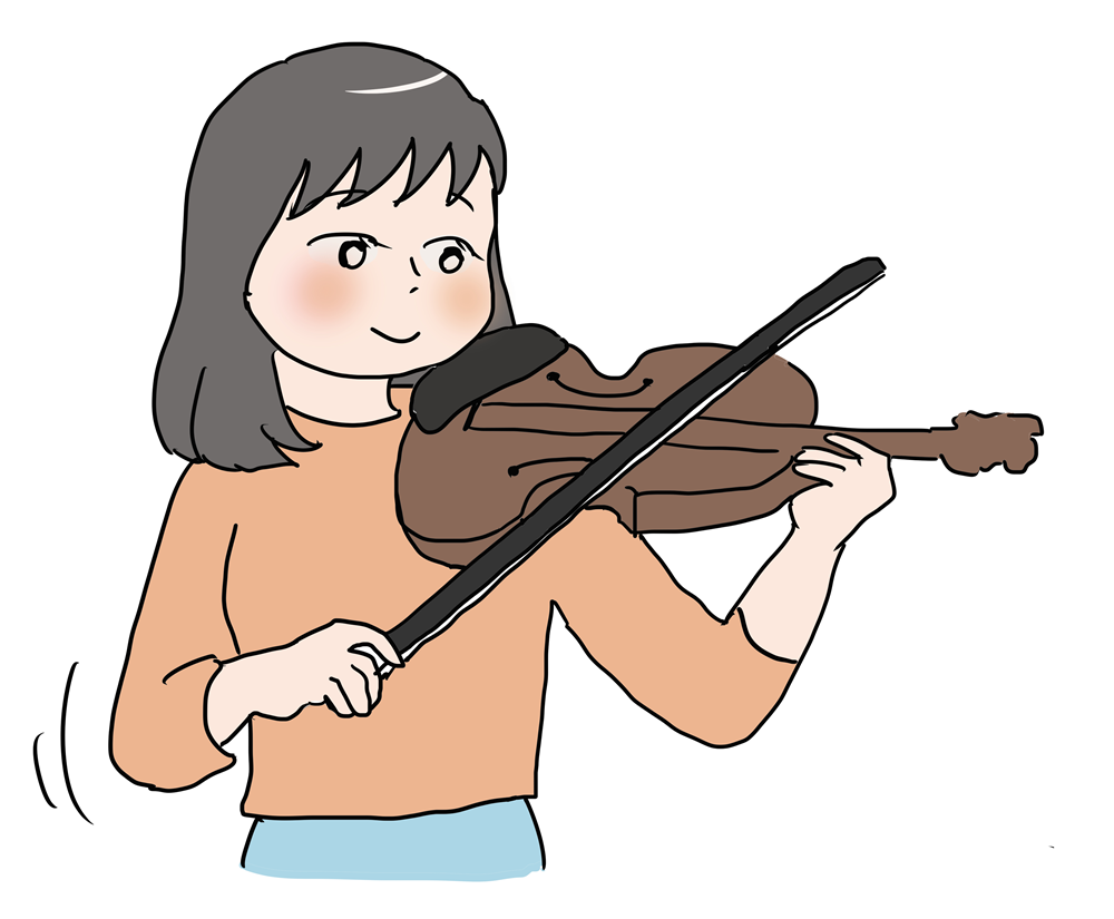 バイオリンを弾く女性の人物素材｜音楽を奏でるクラシカルなイラスト