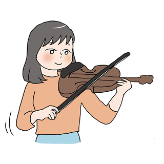 バイオリンを弾く女性の人物素材｜音楽を奏でるクラシカルなイラスト