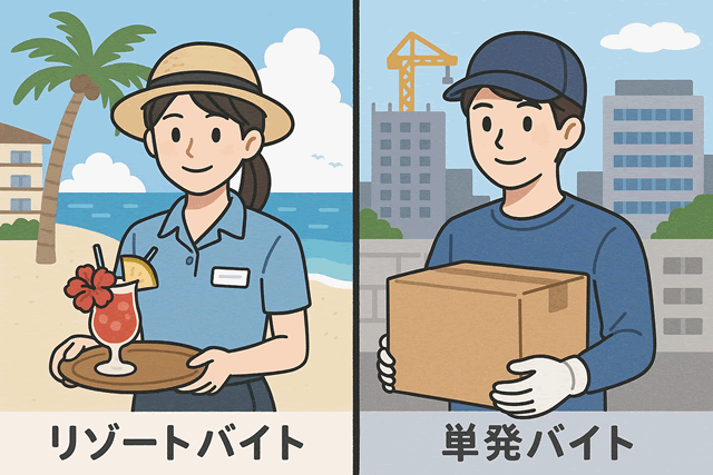 リゾートバイトと単発バイトの働き方を対比